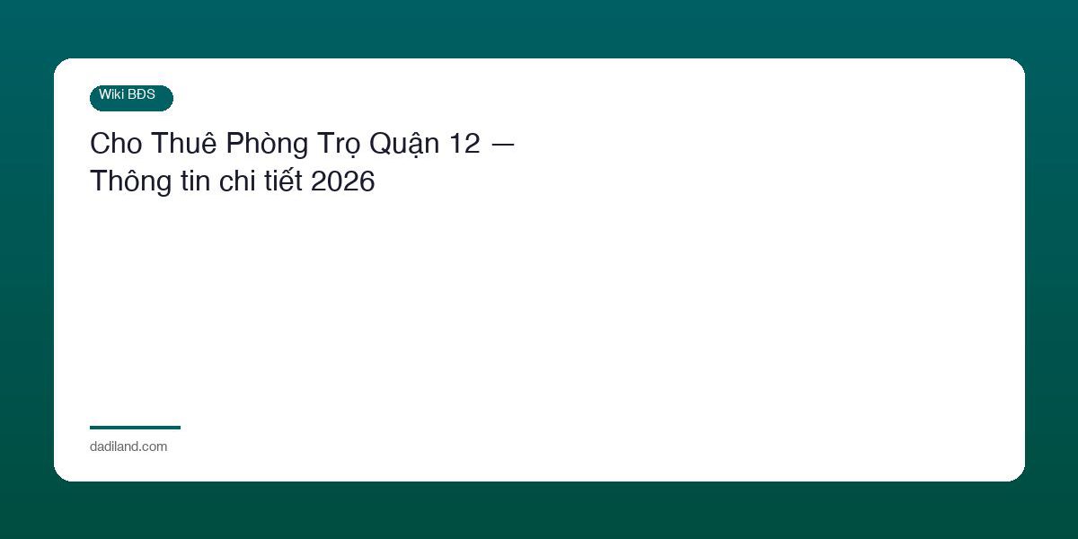 Cho Thue Phong Tro Quan 12