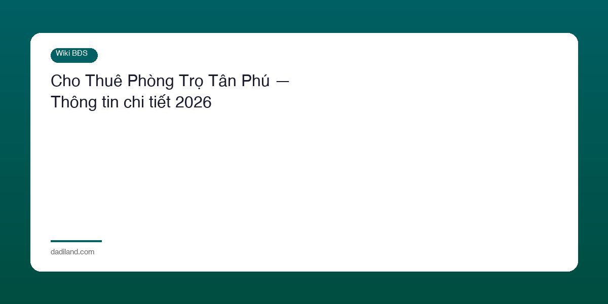 Cho Thue Phong Tro Tan Phu