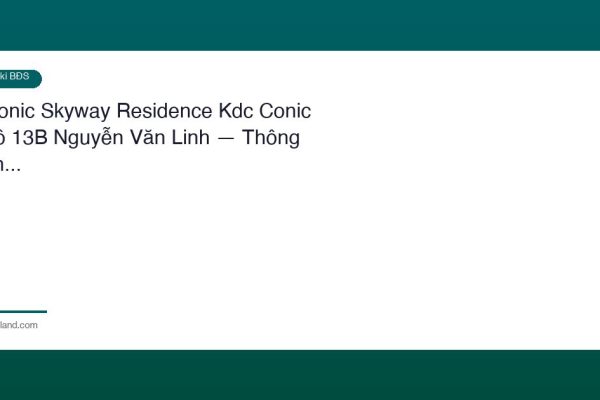 Conic Skyway Residence Kdc Conic Lo 13B Nguyen Van Linh