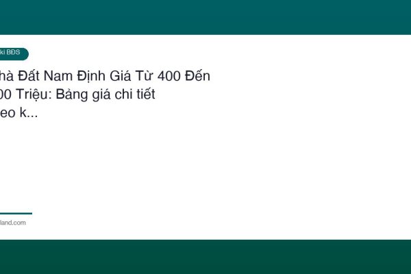 Nha Dat Nam Dinh Gia Tu 400 Den 600 Trieu