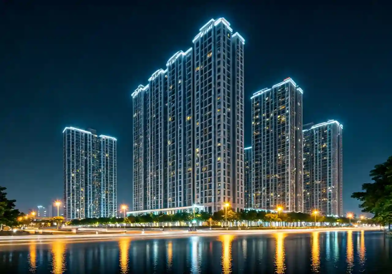 Chung cu Blue Star Huyen Gia Lam Ha Noi - canh dem