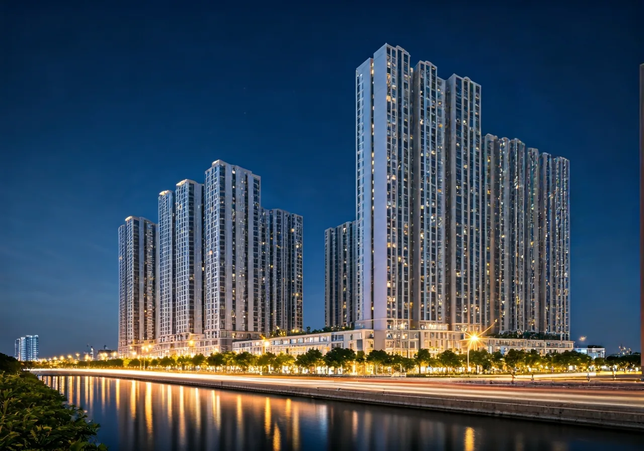 Chung cu CT1 Thach Ban - canh dem