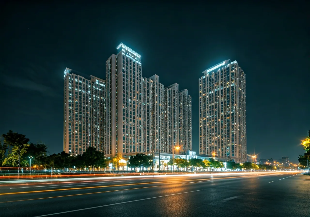 Chung cu D2 Giang Vo Quan Ba Dinh Ha Noi - canh dem