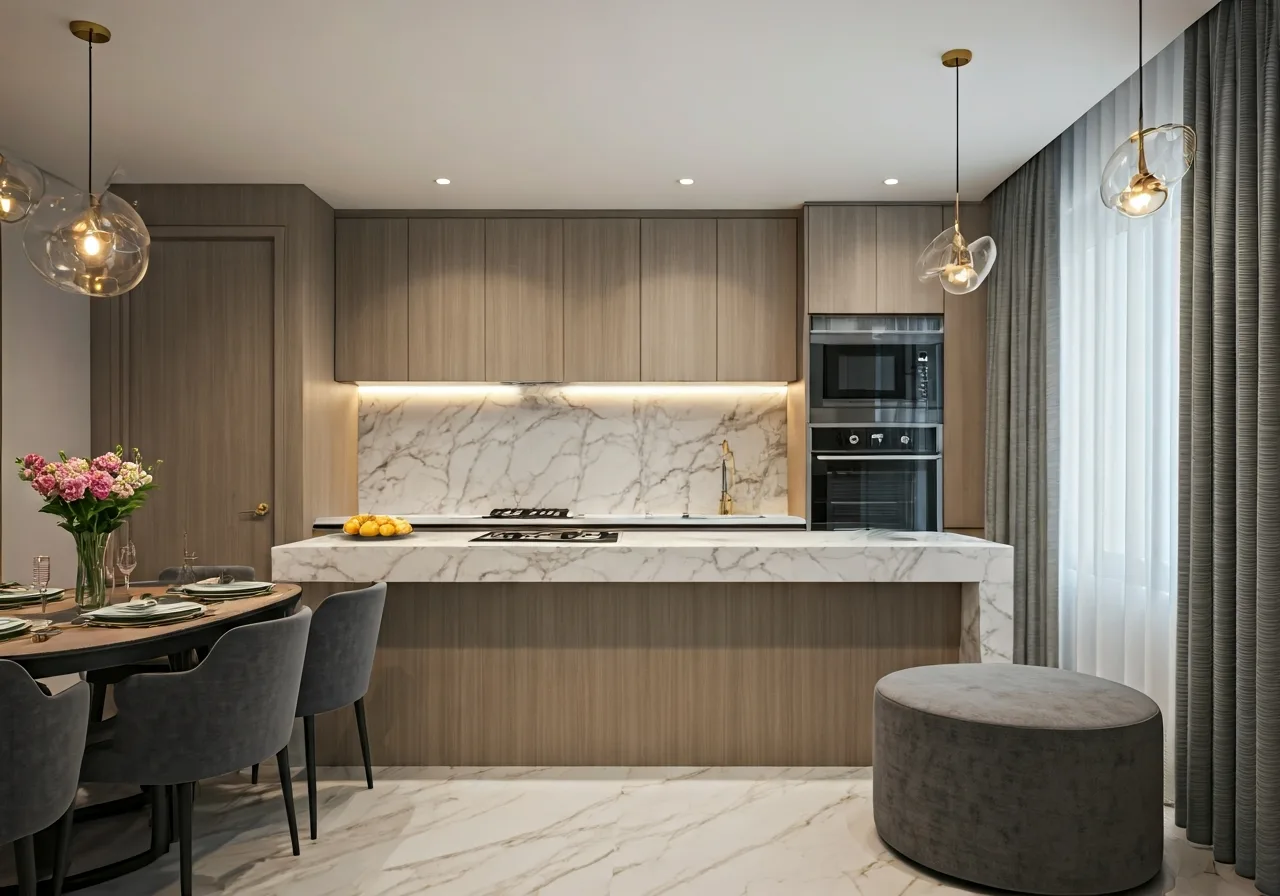 Chung cu Pent Studio Quan Tay Ho Ha Noi - thiet ke bep