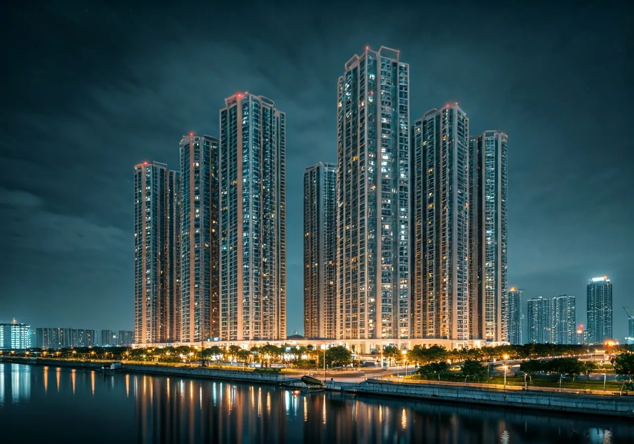Chung cu Rainbow Linh Dam - canh dem