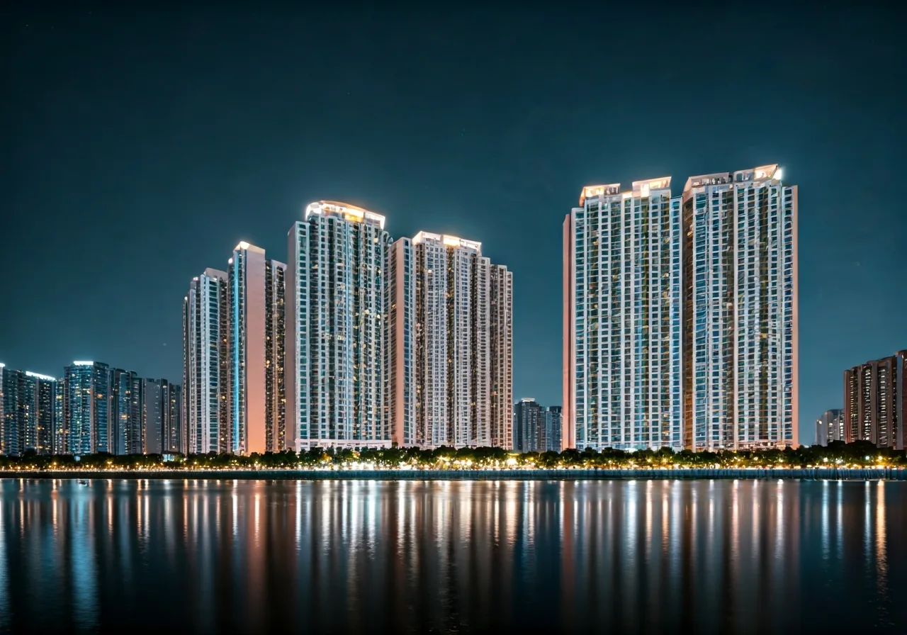 Chung cu Thach Ban Lakeside - canh dem
