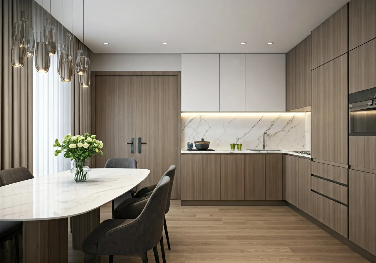 Chung cu The One Residence - thiet ke bep