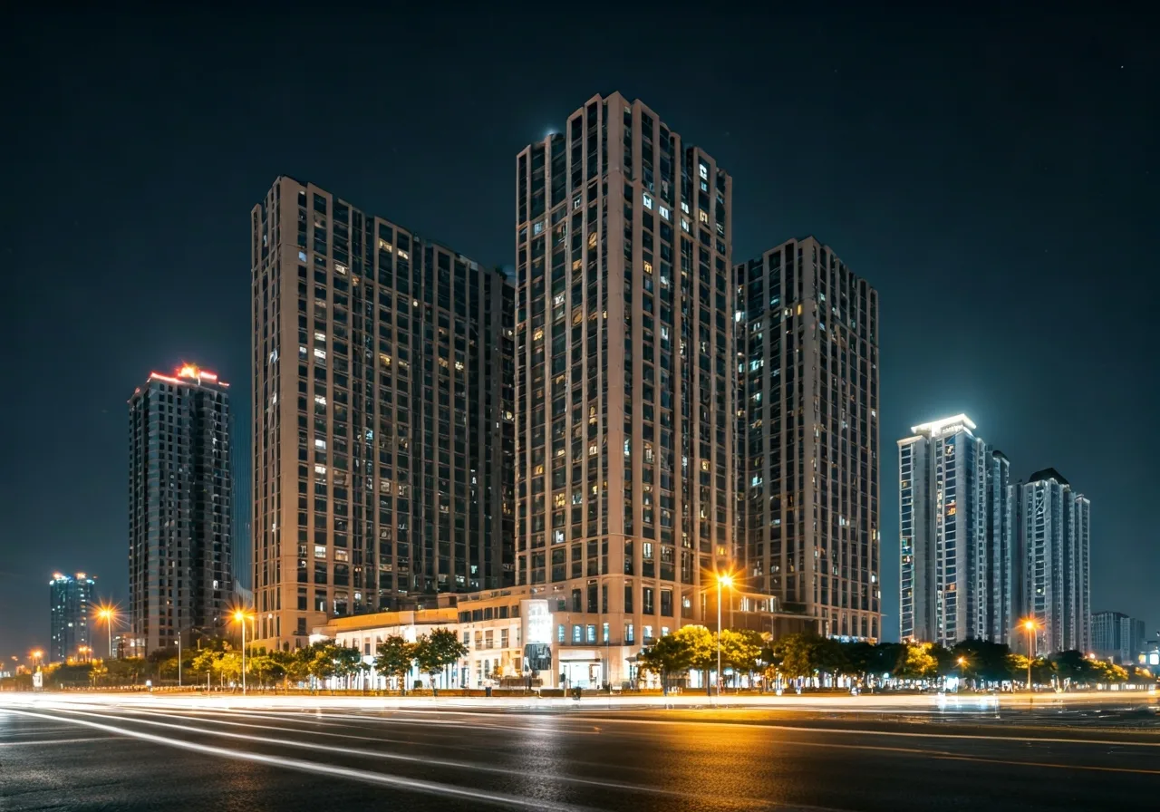 Du an nha o xa hoi Tien Duong 1 tai Ha Noi - canh dem