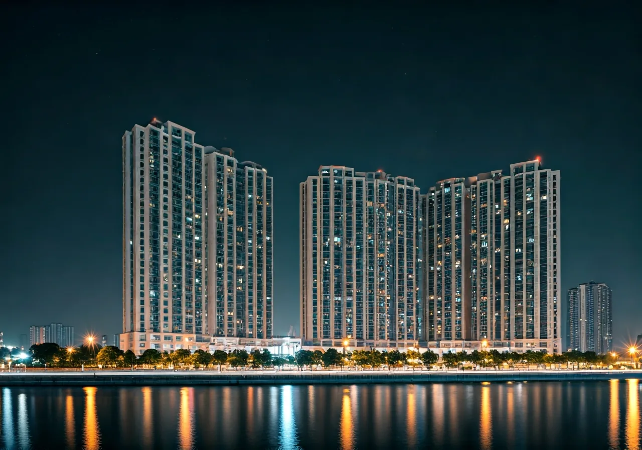 Du an nha o xa hoitai khu tai dinh cu Thanh Hai Khanh Hoa - canh dem