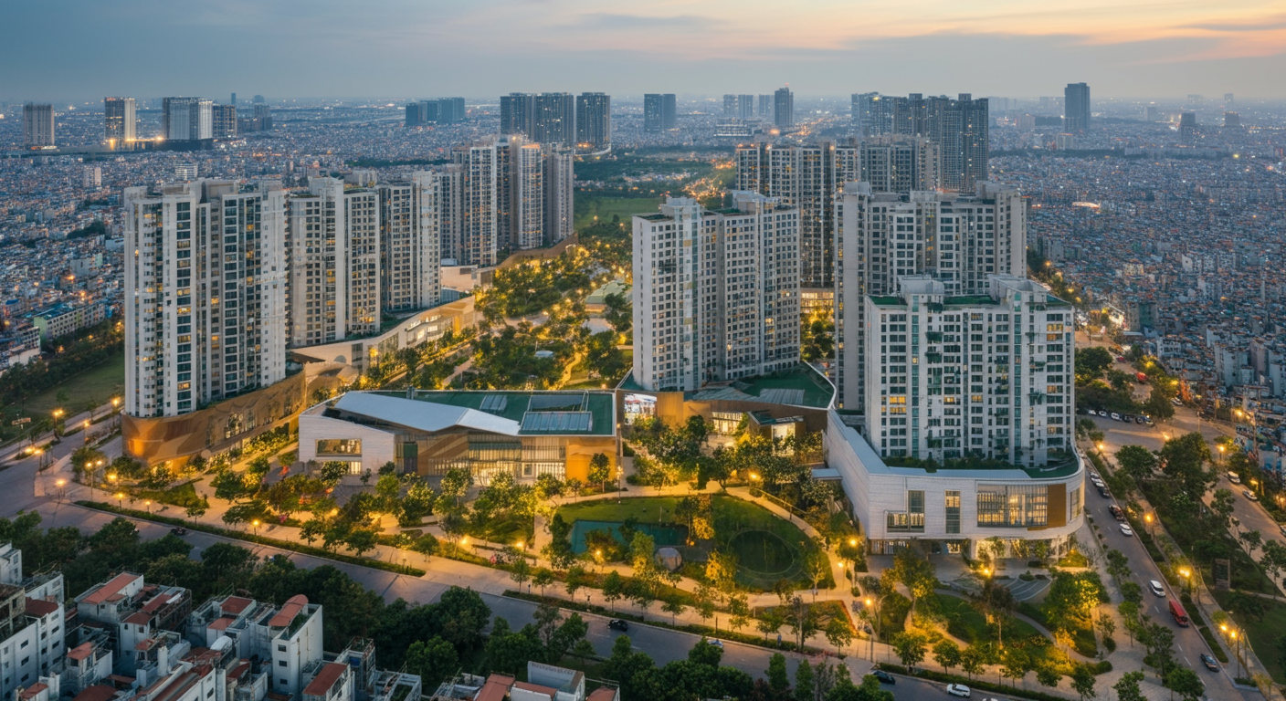 Chung cư Học Viện QP cảnh quan khuôn viên xanh