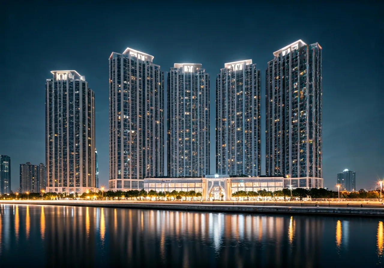Masteri Sky Quater To hop cao tang thuoc Khu do thi Vinhomes Wonder City - canh dem