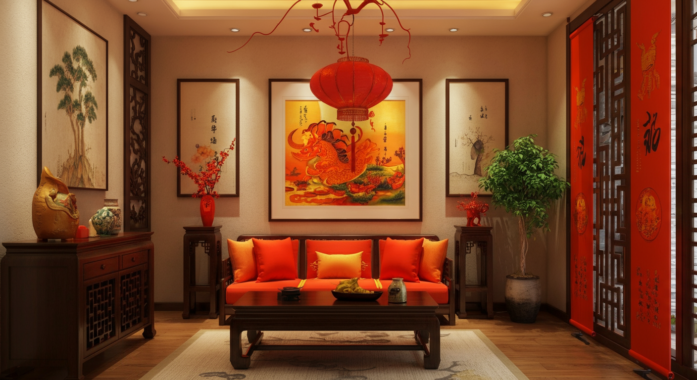 Nội thất hợp mệnh Hỏa màu đỏ cam ấm áp
