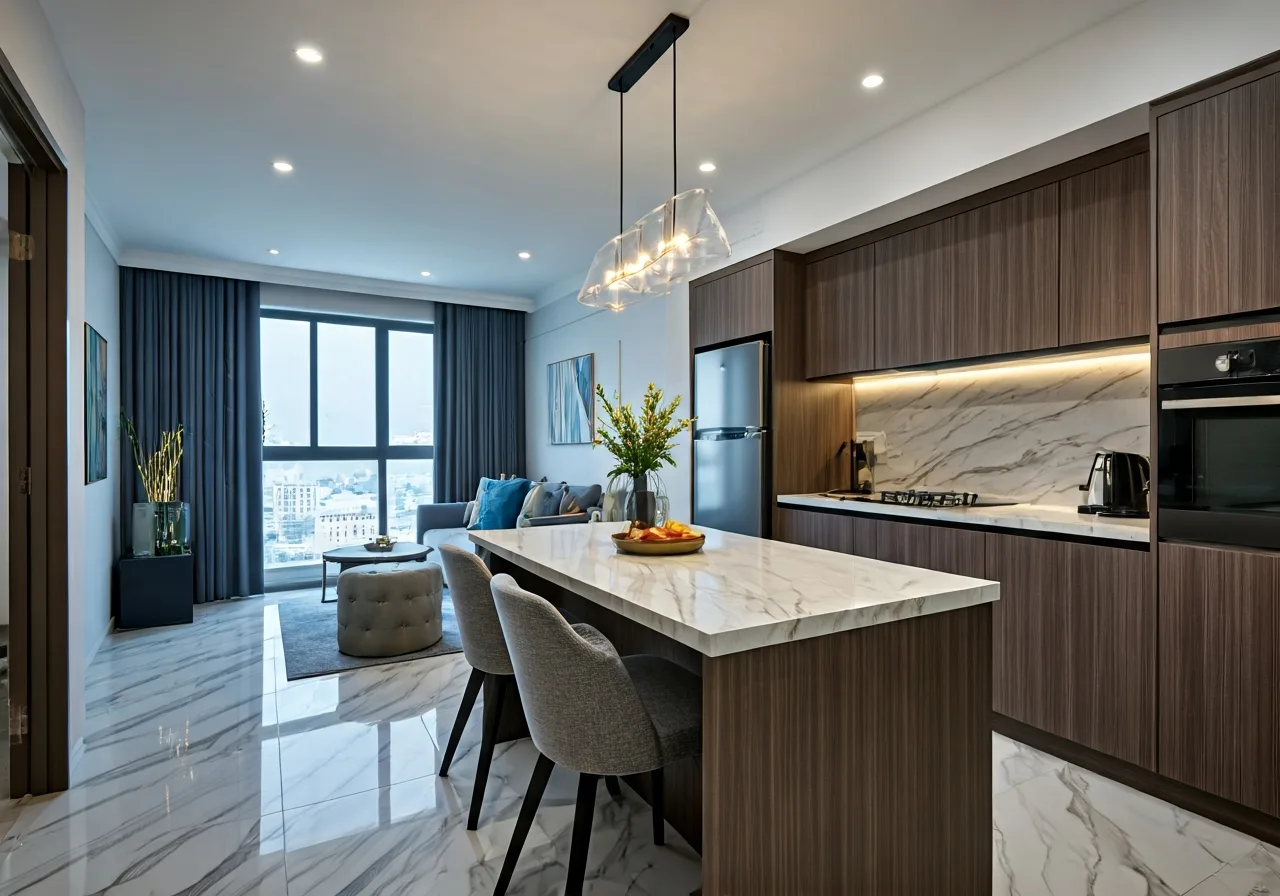The Panoma 2 phan khu can ho thuoc to hop Sun Cosmo Residence Da Nang - thiet ke bep