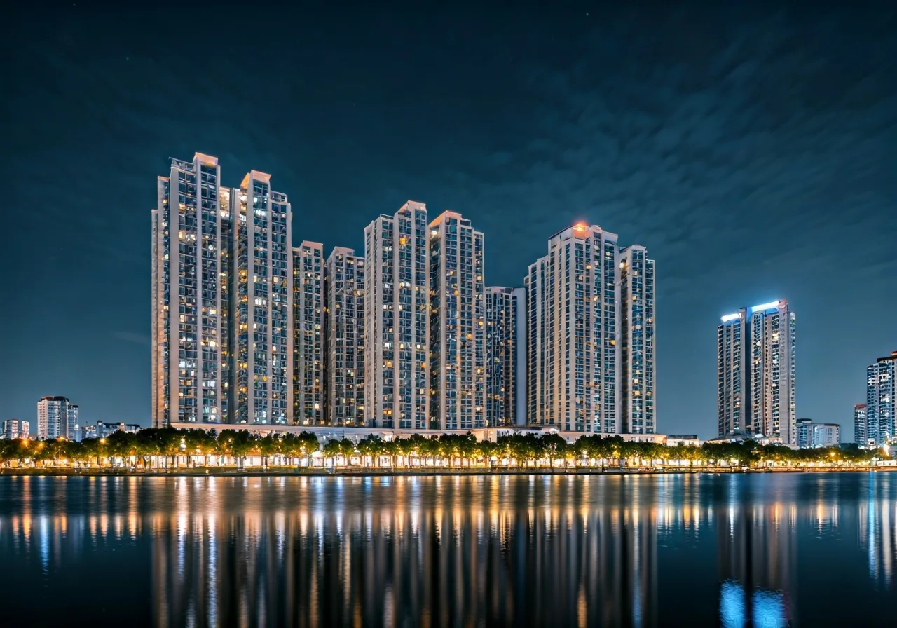Viet Huong Lakeside Du an nha o xa hoi tai Da Nang - canh dem